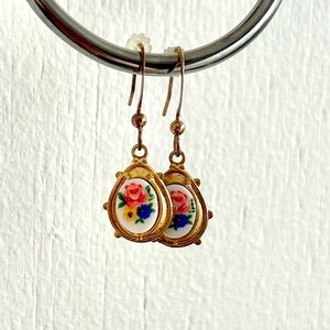 Floral Brass Drop Earrings